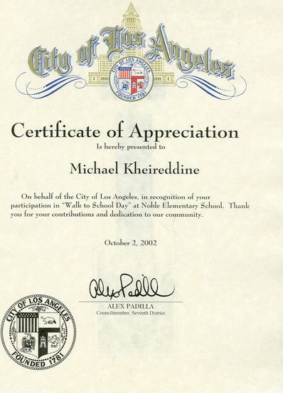 City of LA certificate